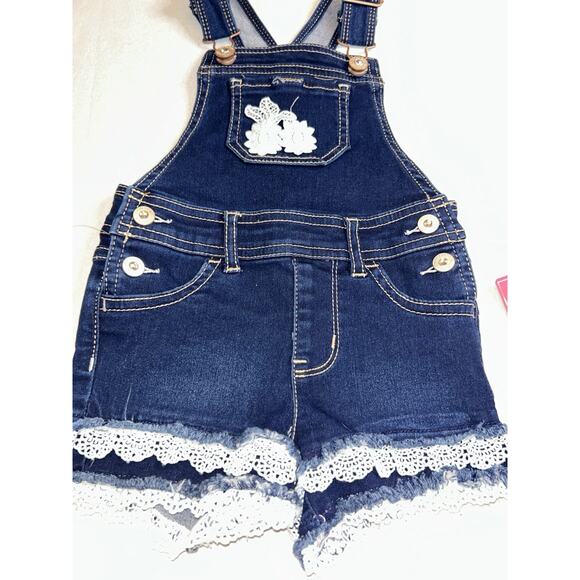 Jordache‎ Overalls Flowers and Lace 2T/NP2 Toddler Baby Clothes Denim - Picture 3 of 9